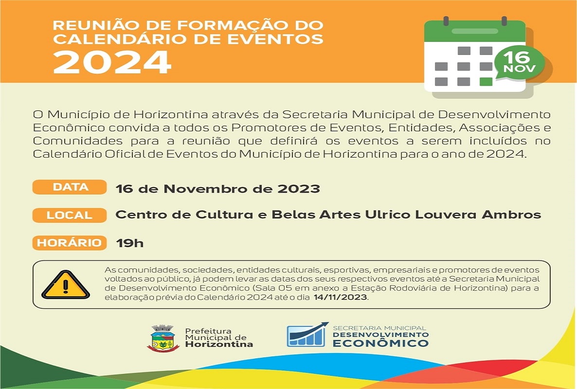 Reunião para elaboração do calendário de eventos será realizada